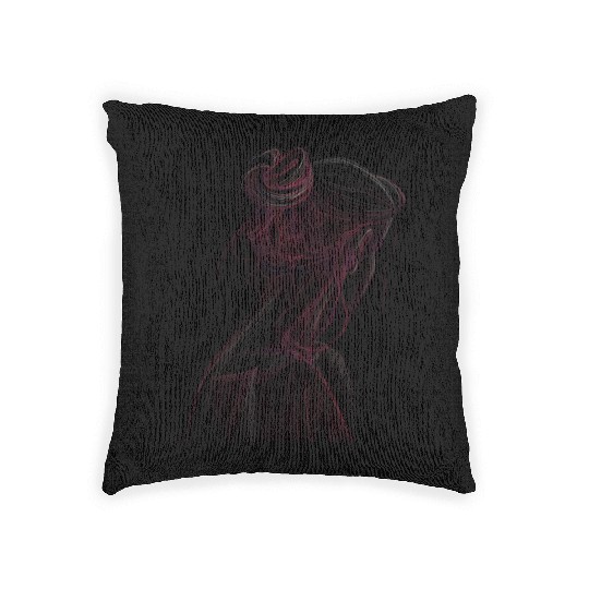 Graphic portrait of a girl. Woven Pillows