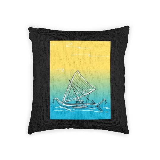 sailing canoe Woven Pillows
