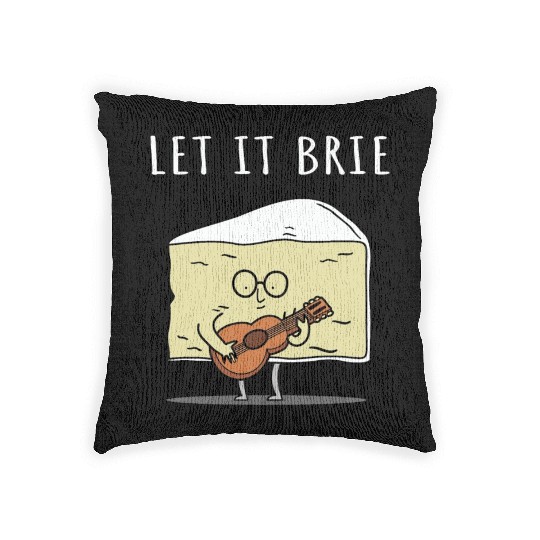 Let It Brie Cheese Musician With Guitar Woven Pillows