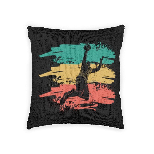 retro basketball Woven Pillows