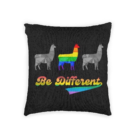 Llama Alpaca LGBTQ Gay Pride Rainbow Flag Differen Woven Pillows