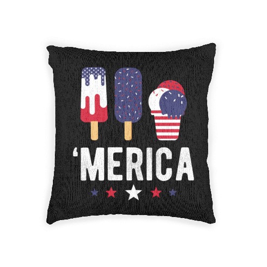 American Ice Cream Lover Popsicles USA Woven Pillows