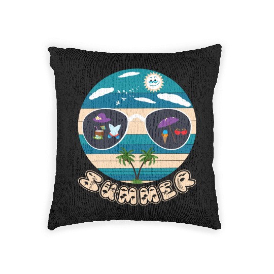 Funny summer design, beautiful illustration for su Woven Pillows