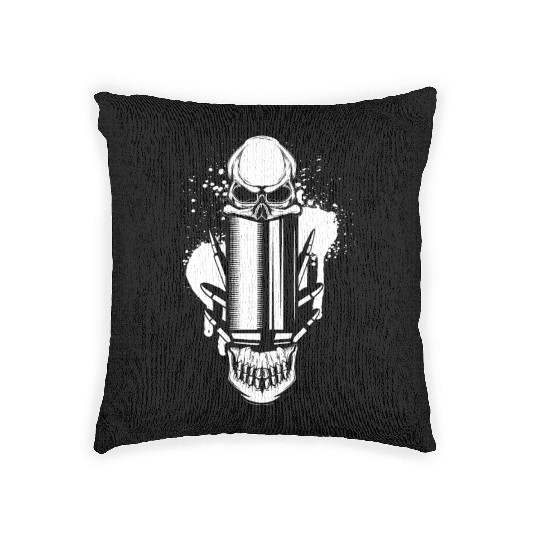 Bullets and Skull Roses Aesthetic Dripping Pattern Woven Pillows