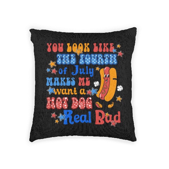 Makes Me Want A Hot Dog Real Bad 4th of July Woven Pillows