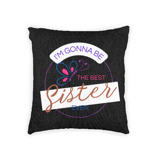 Modern Cool Trendy Big Sister Brother Woven Pillows