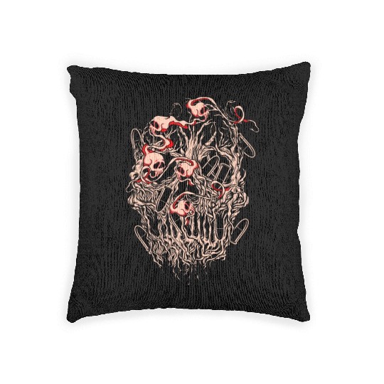 Bullets and Skull Roses Aesthetic Dripping Pattern Woven Pillows