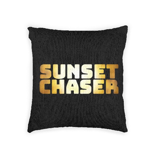 Sunset chaser yellow quote amazing Woven Pillows