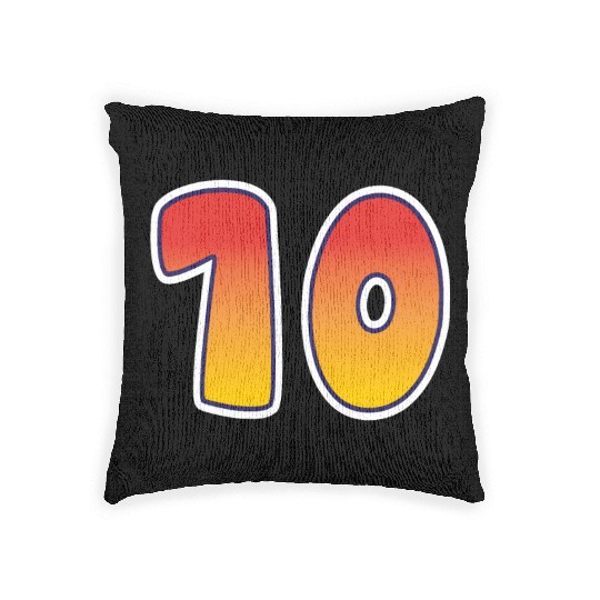 Number 10 Red - Orange Design Woven Pillows