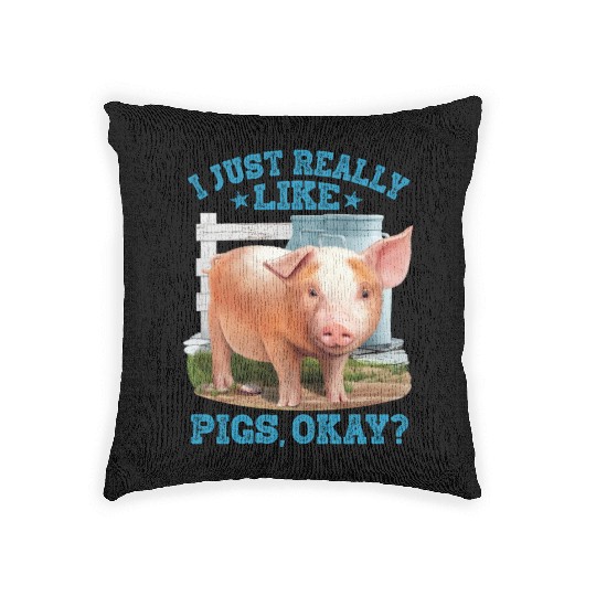 Cute Young Pig Farm Motive Woven Pillows