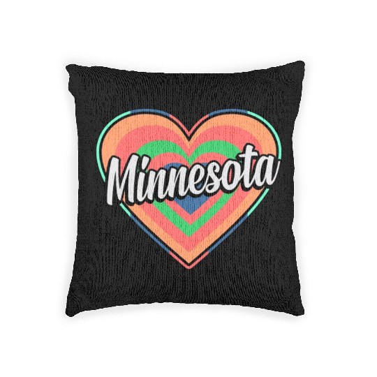 Minnesota Colorful Heart Gift Woven Pillows