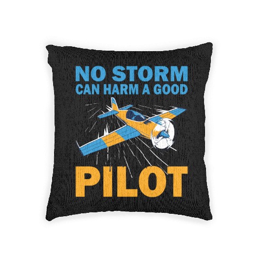 Pilot no storm can harm airplane aviation aircraft Woven Pillows