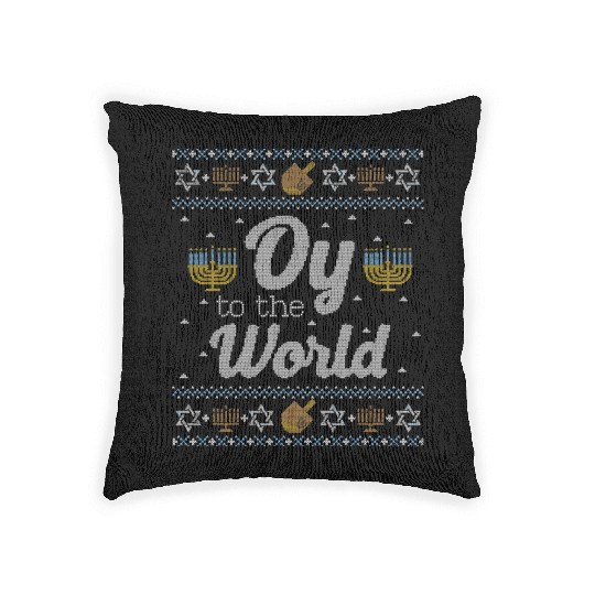 Funny Hanukkah Oy To The World Woven Pillows