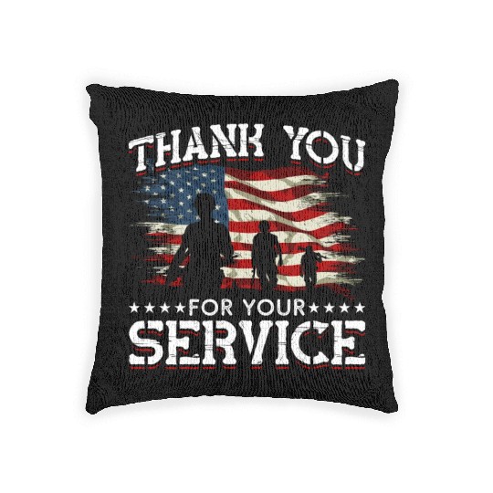 Memorial Day American Flag Patriotic Soldier US Woven Pillows