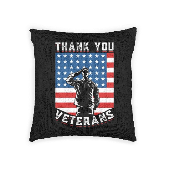 Veterans Day Patriotic Soldiers American Flag US Woven Pillows
