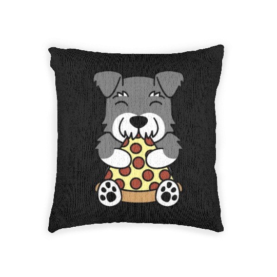 Schnauzer Pizza Lover Woven Pillows