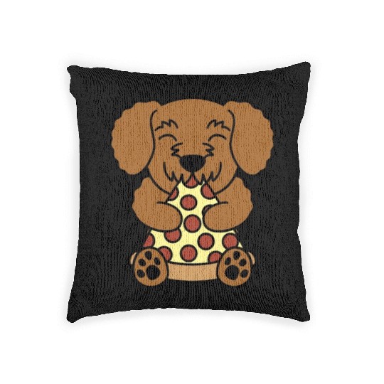 Goldendoodle Pizza Lover Woven Pillows