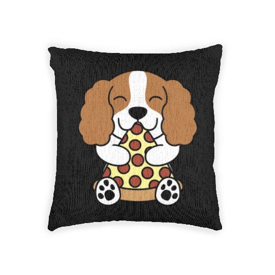 Cavalier King Charles Spaniel Pizza Lover Woven Pillows