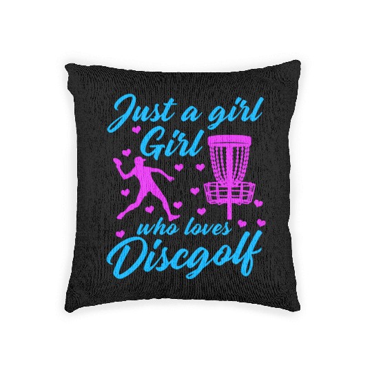 Girl Who Loves Disc Golf Vintage Ultimate Frisbee Woven Pillows