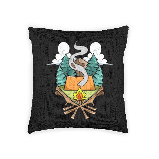 Camper Campsite Camp Camping Woven Pillows