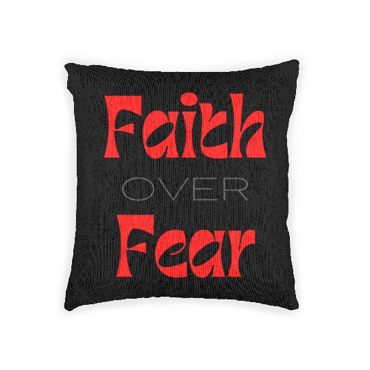 Faith over Fear Typography Woven Pillows
