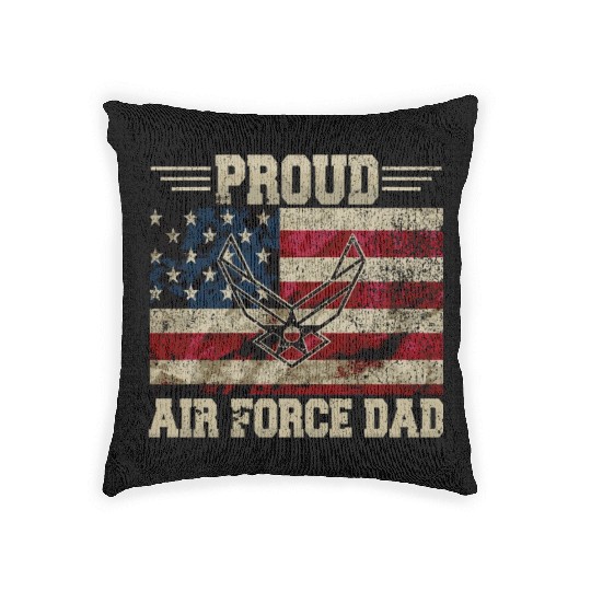 Proud Air Force Dad Veteran Us Flag Woven Pillows