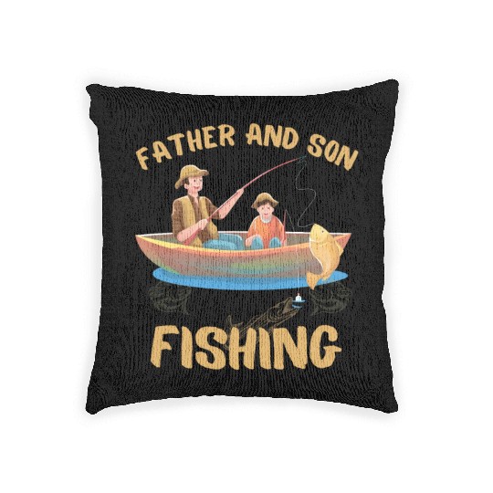FATHER AND SON FISHING, DAUGTHER, FATHERS DAY Woven Pillows