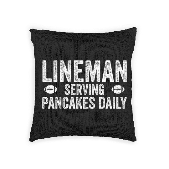 Football Lineman Serving Pancakes Daily Woven Pillows