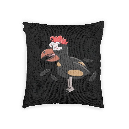Crazy Shocked Farm Chicken Funny Cartoon Black Woven Pillows