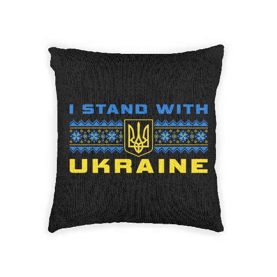 I STAND WITH UKRAINE BLUE-YELLOW Woven Pillows