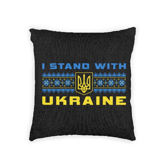 I STAND WITH UKRAINE BLUE-YELLOW Woven Pillows