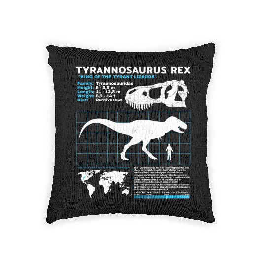 Tyrannosaurus Rex fact sheet Woven Pillows