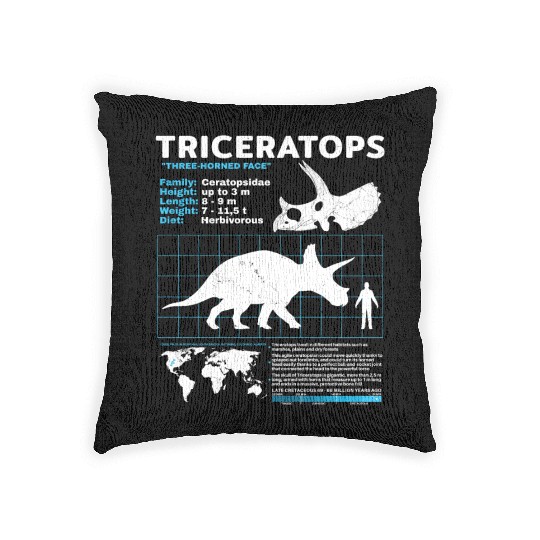 triceratops fact sheet Woven Pillows