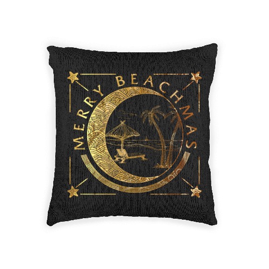 Coastal Beach Christmas In July Woven Pillows, Merry