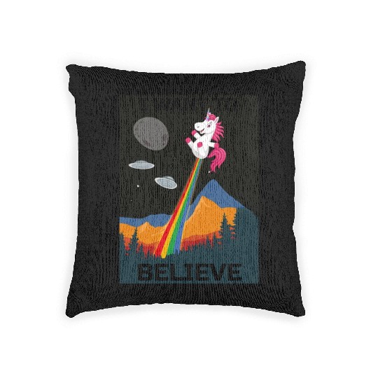 Unicorn "I Want To Believe" UAP Outfit Alien Ufo Woven Pillows