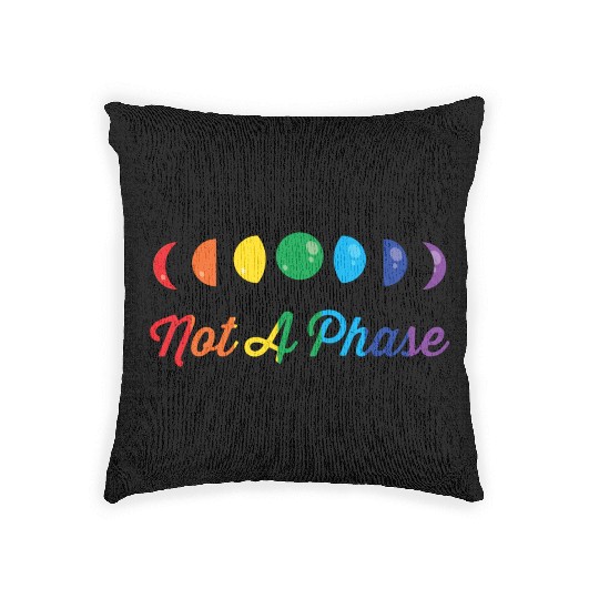 LGBT Not A Phase Funny Rainbow Moon Phase Gift Woven Pillows