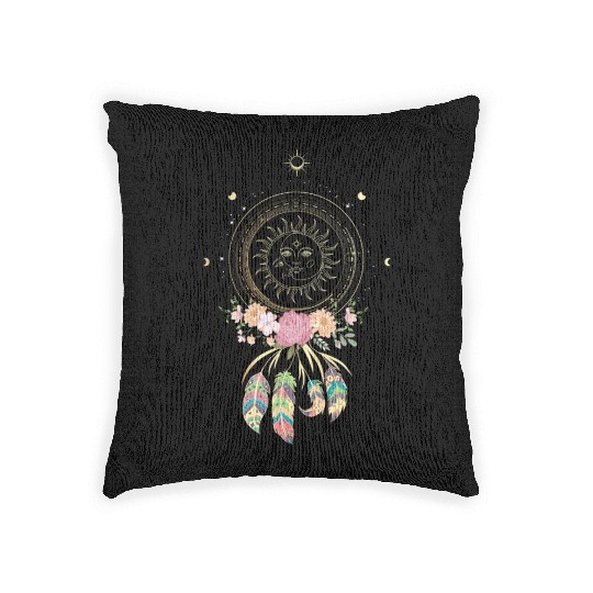 Beautiful Dreamcatcher Sun Moon Flowers Woven Pillows