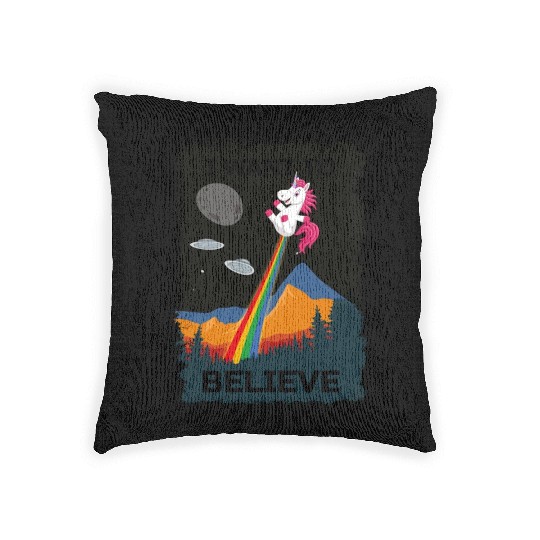Unicorn "I Want To Believe" UAP Outfit Alien Ufo Woven Pillows