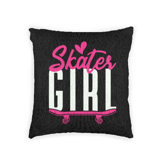Funny Skateboard Skater Girl Skateboarder Woven Pillows