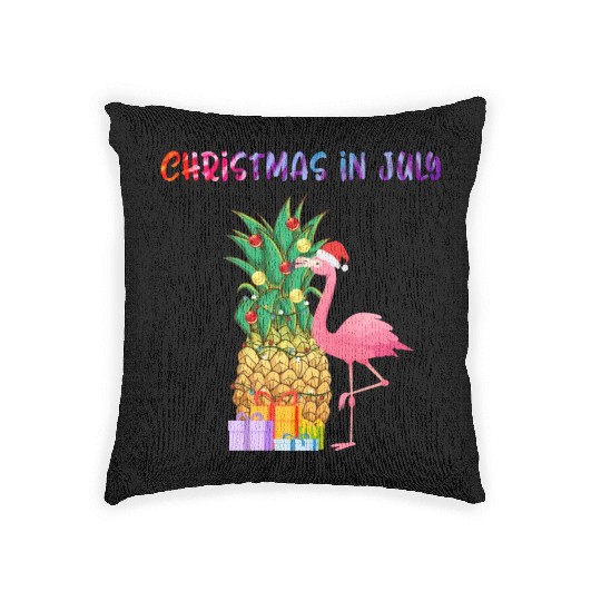 Christmas In July Pineapple Xmas Tree Lights Woven Pillows