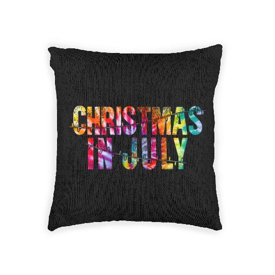 Christmas In July Xmas Tree Lights Santa Beach Woven Pillows