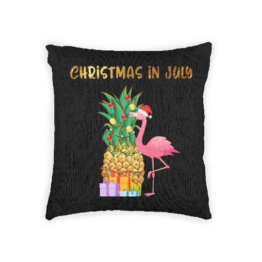 Christmas In July Pineapple Xmas Tree Lights Woven Pillows