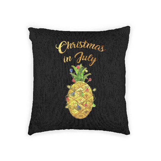 Christmas In July Pineapple Xmas Tree Lights Woven Pillows