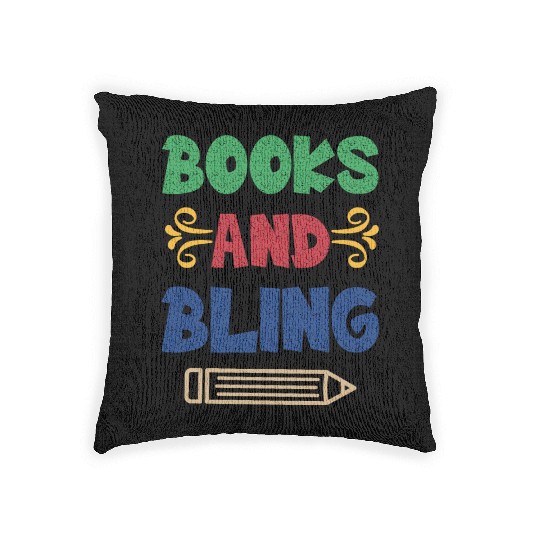 Books And Bling Woven Pillows