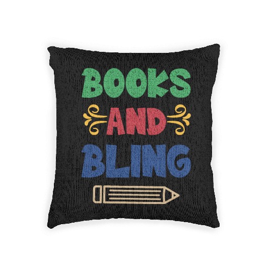 Books And Bling Woven Pillows