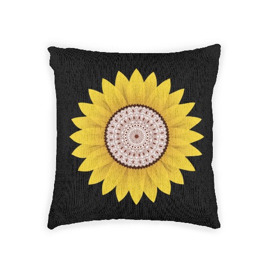 Golden Sunflower Mandala Woven Pillows