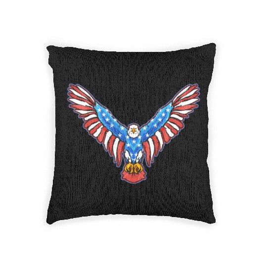 American Bald Eagle American 4th of July Patriotic Woven Pillows