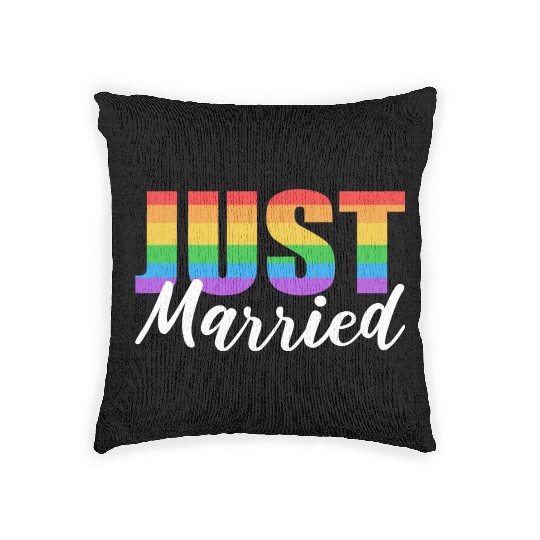 Just Married LGBTQ LGBTQ Gift Woven Pillows