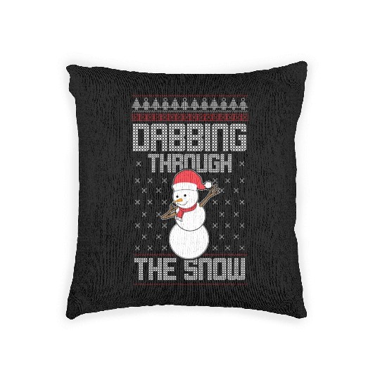 Christmas Dabbing Through The Snow Funny Snowman Woven Pillows