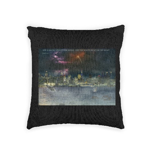 Storm and Whales with a Biblical Scipture Woven Pillows